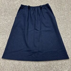 Katie Brooke Skirt Womens 12 Blue Knit A-Line Midi Elastic Waist Pockets USA